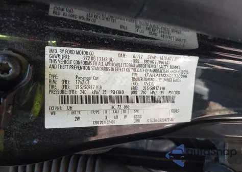 2012 Ford Focus Sel из США, поврежденный, VIN 1FAHP3M23CL330896